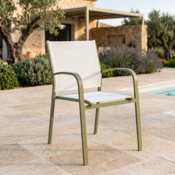 Fauteuil de jardin aluminium empilable Murano Vert romarin