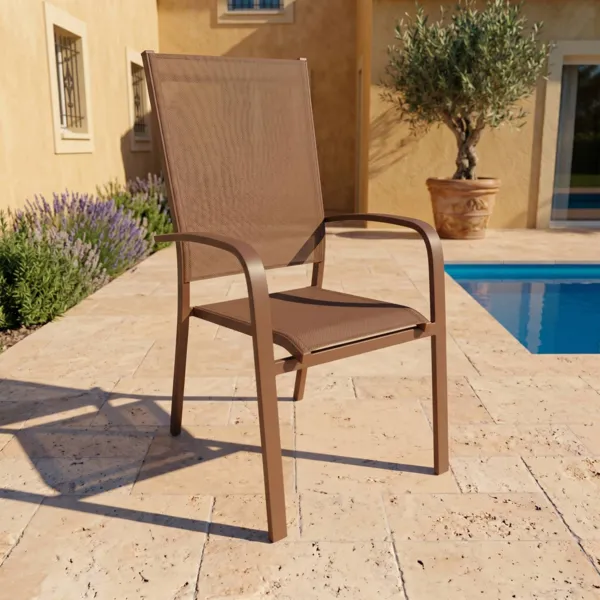 Silla de jard�n apilable de aluminio con respaldo alto Murano Bronce