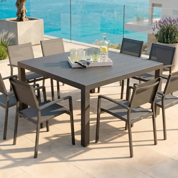 Table de jardin carr�e aluminium 8 places (136 x 136 cm) Murano Gris anthracite