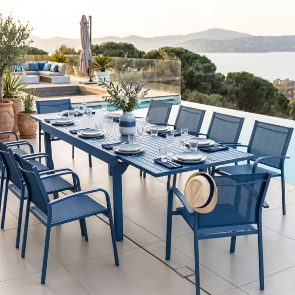 Uitschuifbare tuintafel aluminium 12 personen (200/320 x 100 cm) Murano Blauw