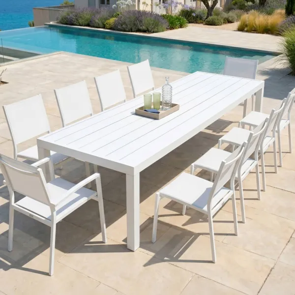 Table de jardin rectangulaire aluminium 10 places (240 x 120 cm) Murano Blanc