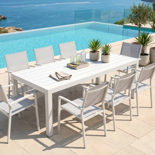 Tuintafel 8 personen  Aluminium Murano (210 x 100 cm) - Wit