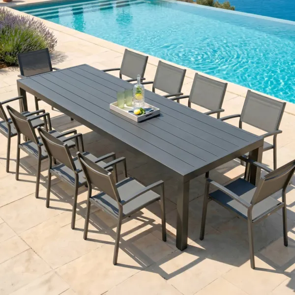 Table de jardin rectangulaire aluminium 10 places (240 x 120 cm) Murano Gris anthracite