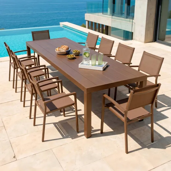 Table de jardin rectangulaire aluminium 10 places (240 x 120 cm) Murano Bronze