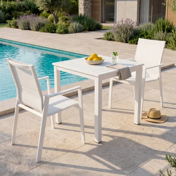 Tuintafel vierkant aluminium (70 x 70 cm) Murano - Wit