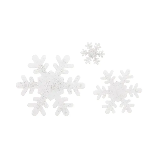 Set van 3 kerststickers voor raam (�28 cm) Witte glinsterende sneeuwvlokken
