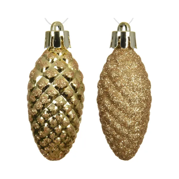 Set di 12 pigne da appendere (H14 cm) Aravis Oro glitterato