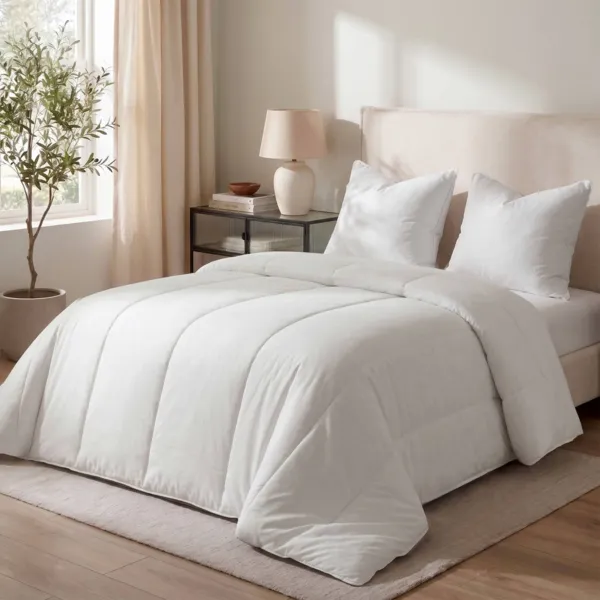 Set Piumone caldo antiacari (260 x 240 cm) + 2 Cuscini (60 x 60 cm) Com�te Bianco 