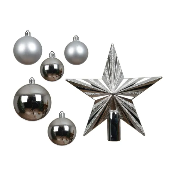 Kit de décoration de sapin de Noël (30 pièces) Aravis Argent