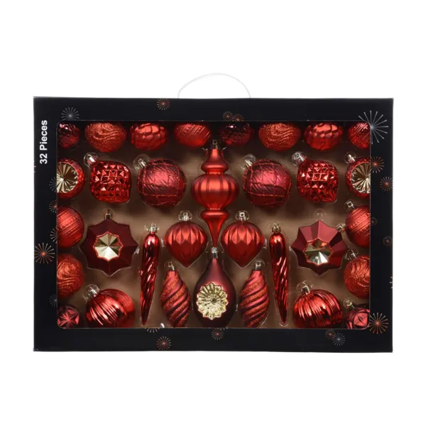 Kit de décoration de sapin (32 pièces) Harmonie Rouge