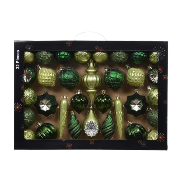 Kit di addobbi natalizi per albero (32 pezzi) Armonia Verde abete e pistacchio