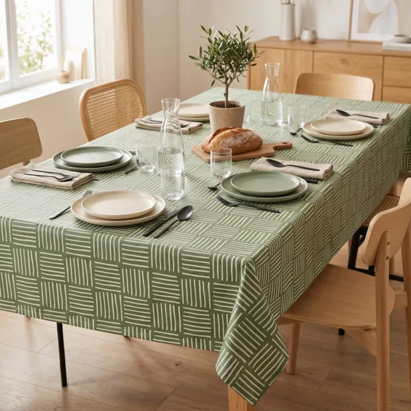 Nappe rectangulaire coton enduit (150 x 350 cm) Paolo Verte