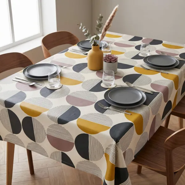 Tischdecke rechteckig Baumwolle beschichtet (150 x 350 cm) Harlem Mehrfarbig