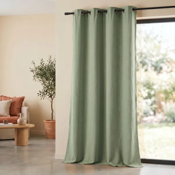 Gewebter Baumwollvorhang (140 x 260 cm) Monaco Salbeigr�n