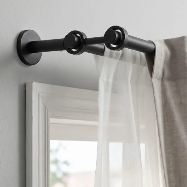 Soporte para barra doble extensible (L190 - 230 / D28) Lino Negro mate