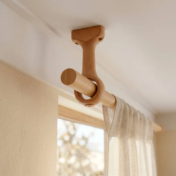 2er Set Vorhangstangenhalter aus Holz (L115 / D28 mm) Nils Beige Lackiert