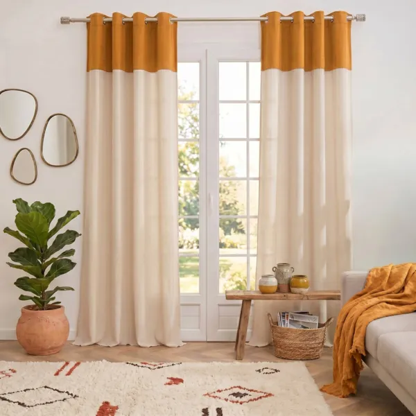 Rideau bouclette (140 x 280 cm) Ava Jaune ocre
