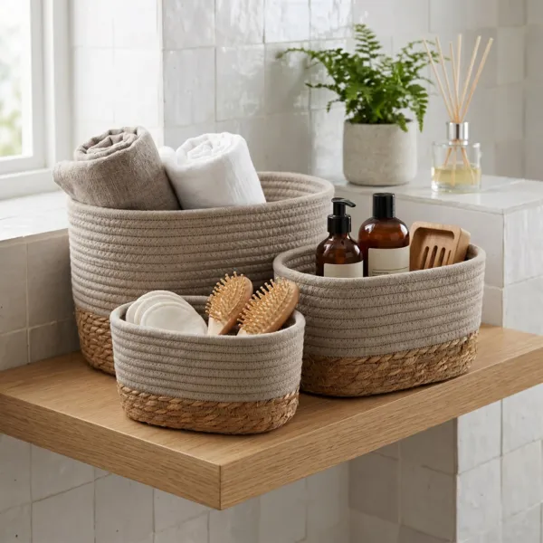 Set di 3 cesti portoggetti (13 cm) Timeless Tortora