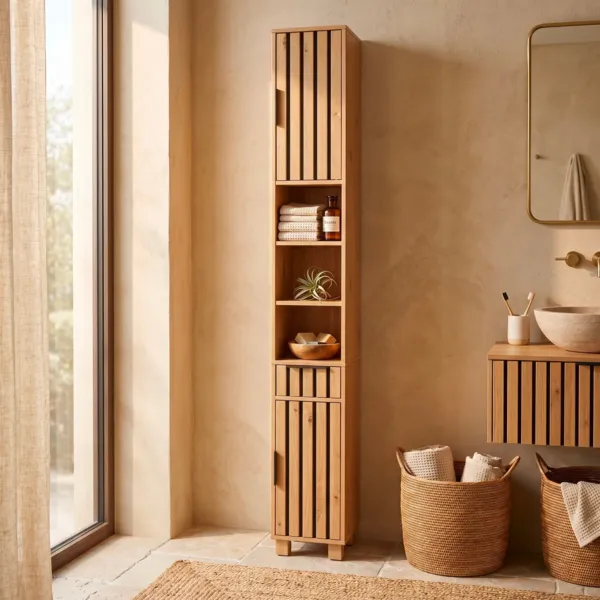Mobile colonna bagno in legno (180 x 20 cm) Karma Naturale