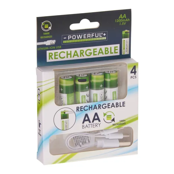 Set da 4 pile AA ricaricabili USB-C al litio 1,5V