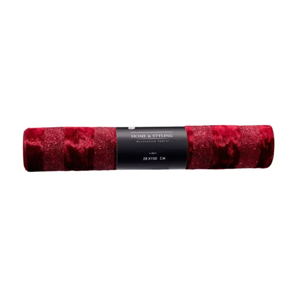 Tischl�ufer Weihnachten (150 x 28 cm) Samt gefrostet Bordeaux