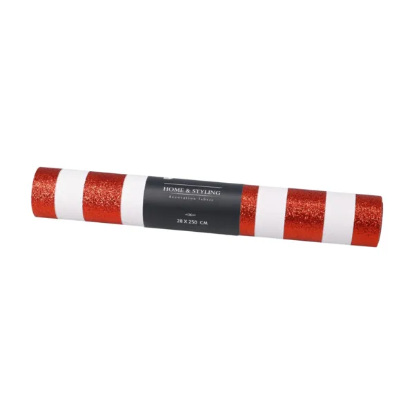 Julel�ber (250 x 28 cm) Striber i hvid og r�d
