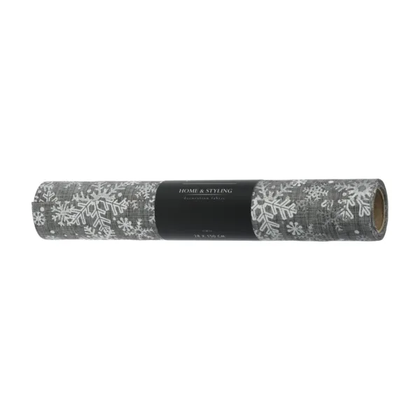 Julebordl�ber (250 x 28 cm) Snefnug Gr� og s�lv