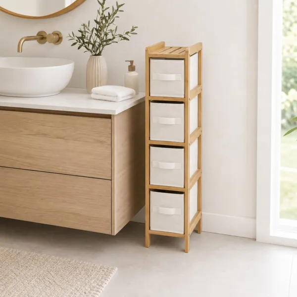 Smalt skab med kurve 4 niveauer (19 x H78,5 cm) Tidy box Ecru