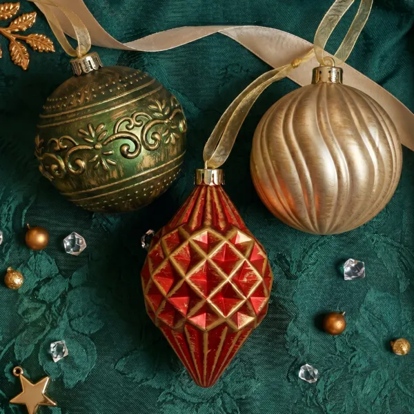 Lote de 9 bolas de Navidad (D80 mm) Memories Multicolor