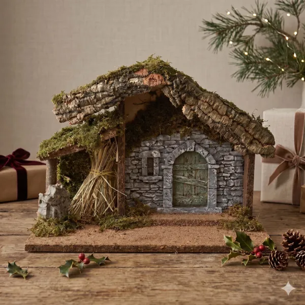 Cr�che de No�l lumineuse vide (H27 cm) Saint-Edouard