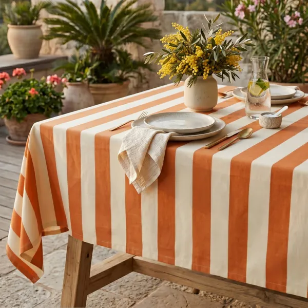 Tischdecke rechteckig Baumwolle beschichtet (150 x 250 cm) Clementine Orange