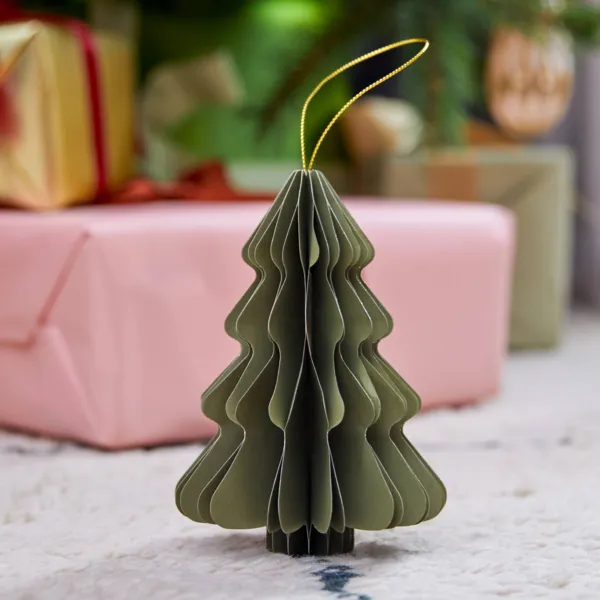 Sapin en papier � suspendre (H15 cm) Fermeture Magn�tique Vert romarin