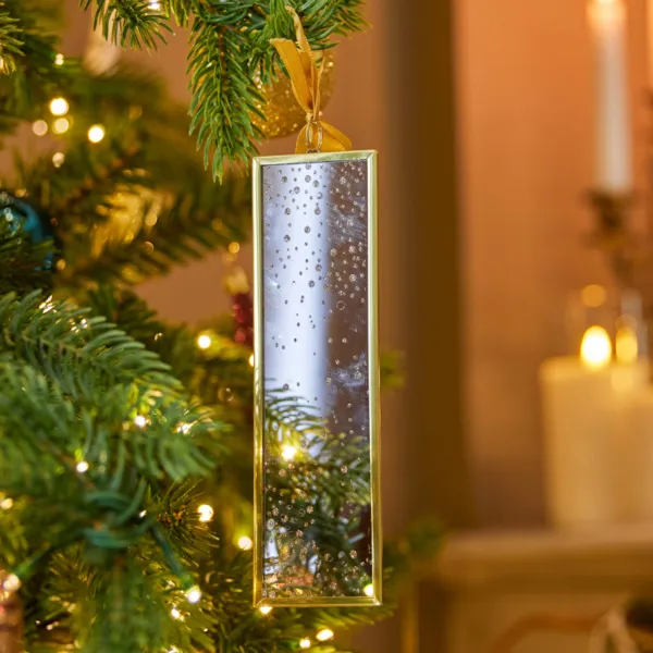 Colgante de Navidad (H16 cm) Espejo de vidrio Dorado