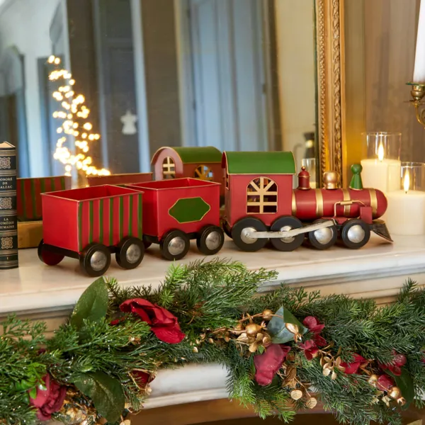 Train de No�l en m�tal (58 cm) Wagons de marchandise