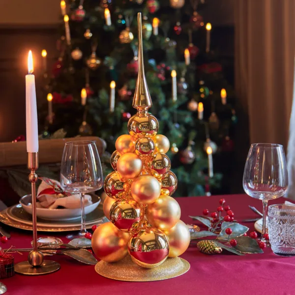 Alberello da tavolo decorativo (H32 cm) Palline di Natale Oro chiaro