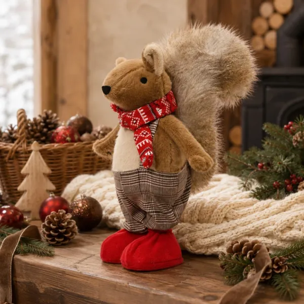 Stehendes dekoratives Weihnachtseichh�rnchen (H50 cm) Gaspard Braun und Rot