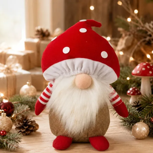 Weihnachtlicher Dekozwerg (H26 cm) Aur�lien Rot, Wei� und Hellbraun
