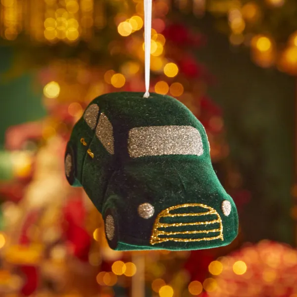 Colgante de Navidad (H9 cm) Velvet coche Verde Pino
