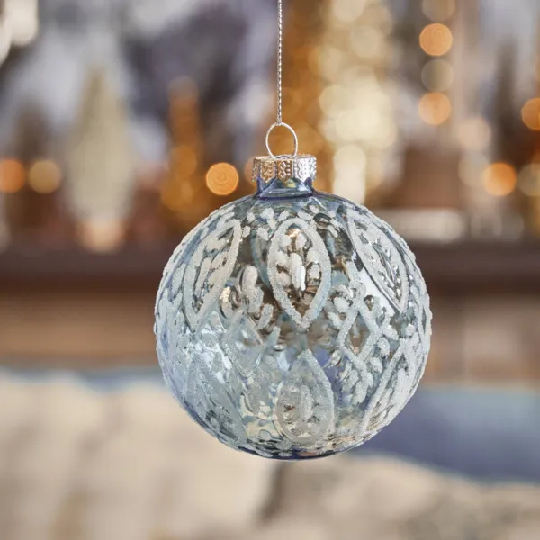 Pallina di natale in vetro (D80 mm) Ghiaccio polare Azzurro
