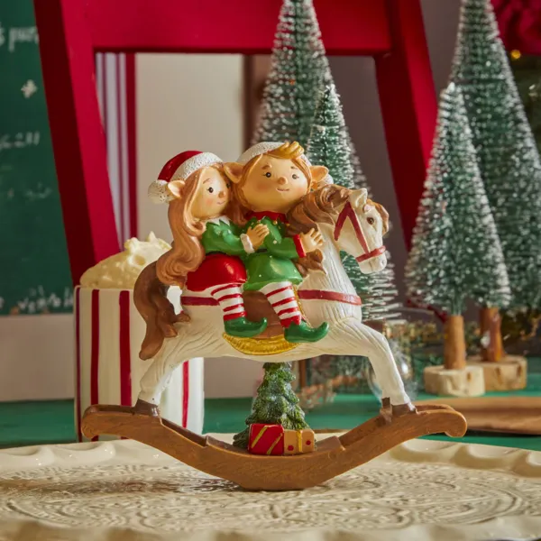 Figura Cavallo a dondolo (H18 cm) Hector e Rosalie Multicolore