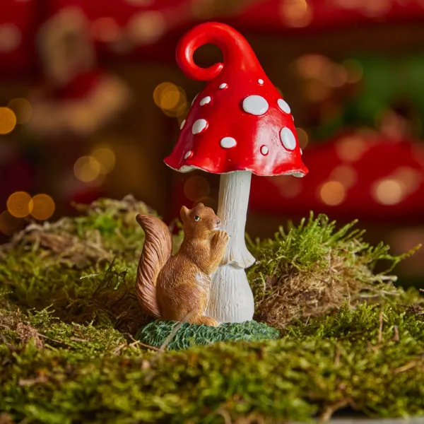 Fungo decorativo (H14,6 cm) Claude lo scoiattolo Rosso
