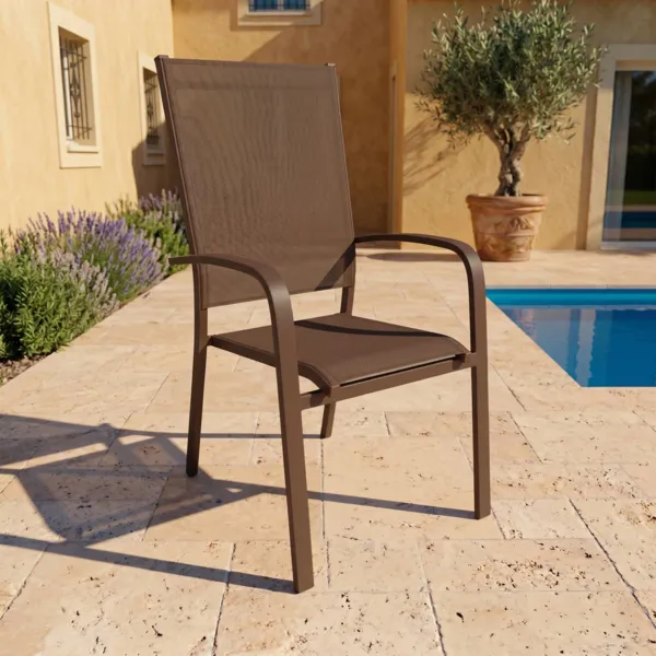 Hochlehner Gartenstuhl aus stapelbarem Aluminium Murano Bronze