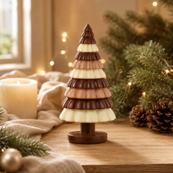 Decoratieve kerstboom (H24 cm) Chocolade kerstbruin en cr�me