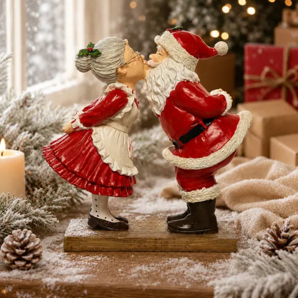 Babbo Natale e Mamma Natale (H18,5 cm) Bacio