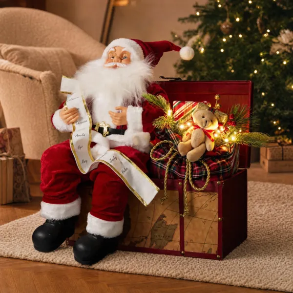 Pap� Noel luminoso y musical a pilas (H52 cm) Cofre de juguetes