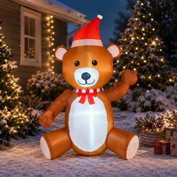 Orso di Natale gonfiabile e renna luminosa (H180 cm) Happy Bianco freddo