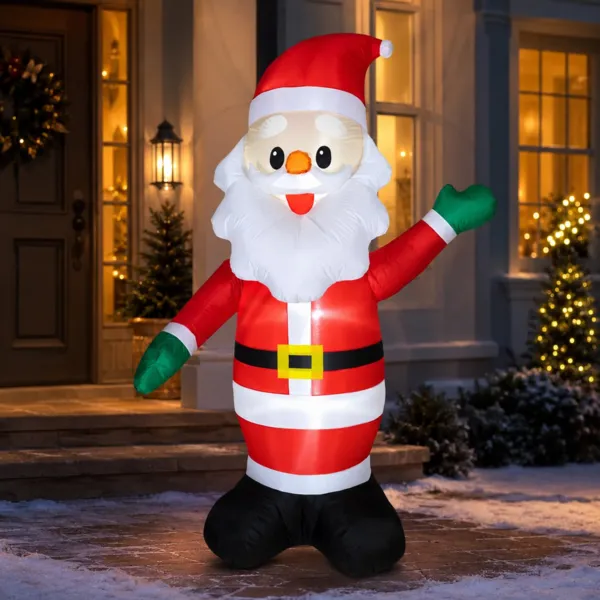 Grote opblaasbare en verlichte Kerstman (H245 cm) Happy Koud wit