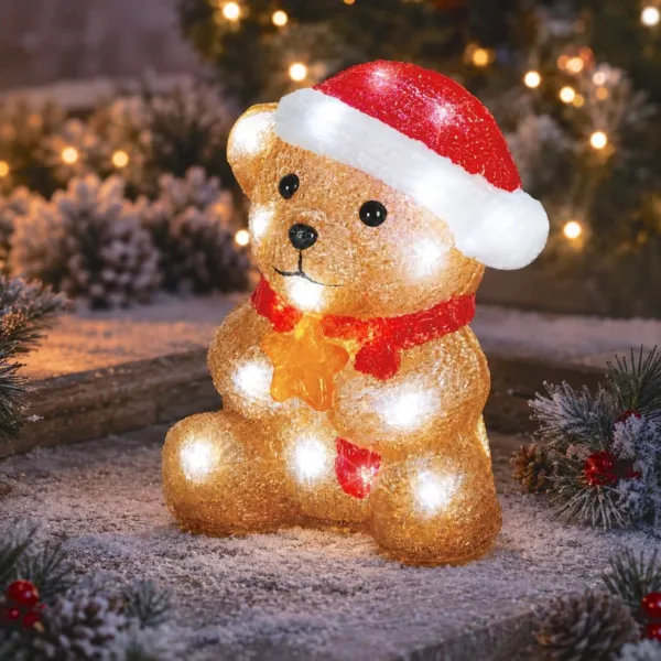 Orsetto luminoso a pile 30 LED (H21 cm) Barnab� Bianco freddo