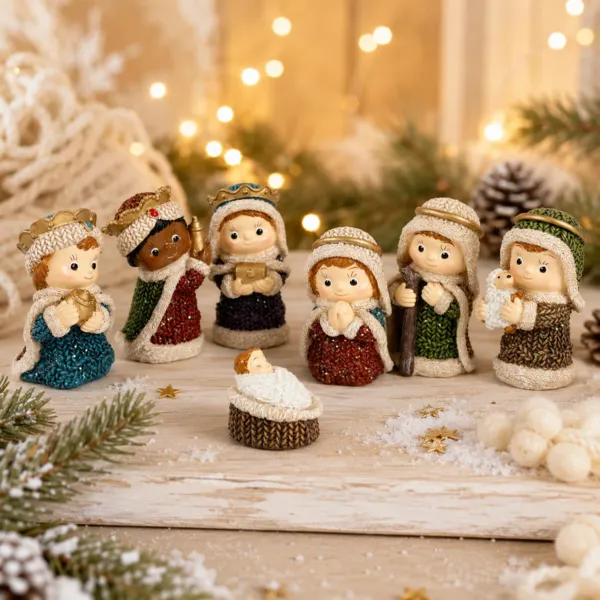 De 7 santons (H10 cm) van Elliot