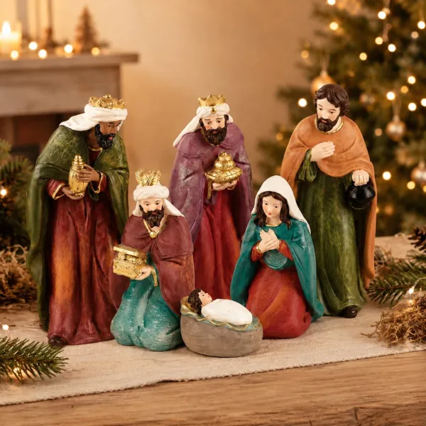De 6 santons (H15 cm) van L�on
